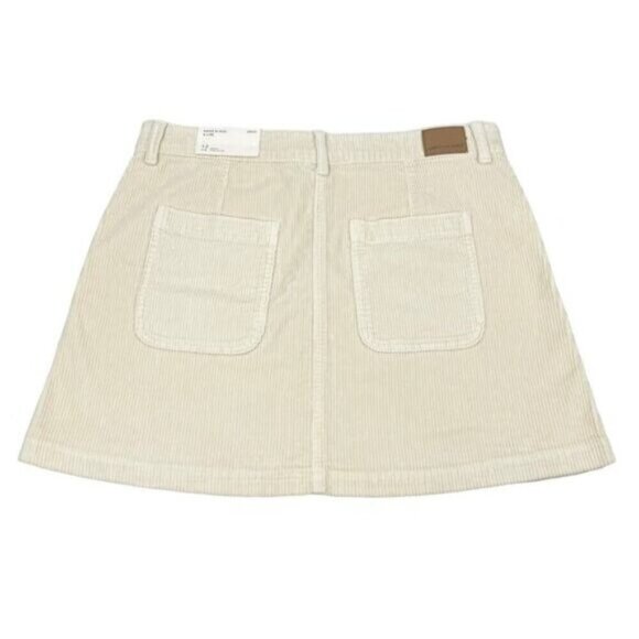 NWT AMERICAN EAGLE Corduroy Super Hi-Rise A-line Mini Skirt 12 Cream - Picture 5 of 7